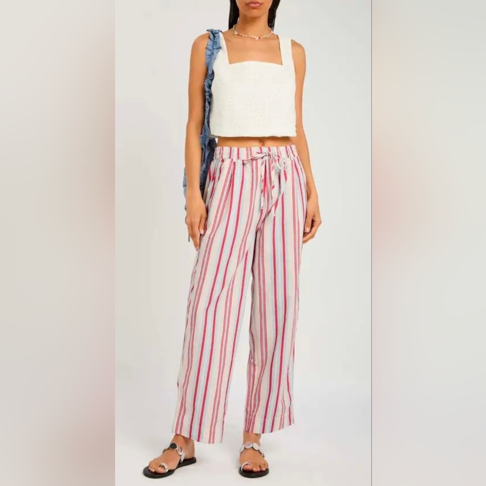 Damson Madder Georgia Striped Cotton Pants EU Size 18/ US 14 With Flaw(see meas)